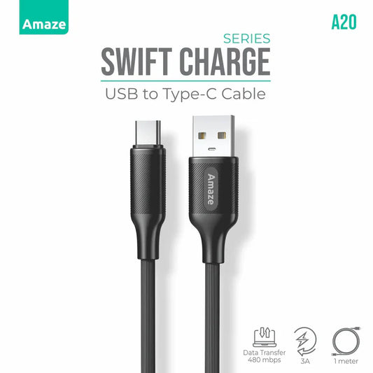 Amaze A20 Swift Series USB to Type C Cable 3A 1m