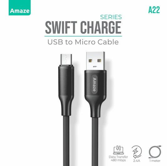 Amaze A22 Swift Series USB to Micro Cable 2.4A 1m