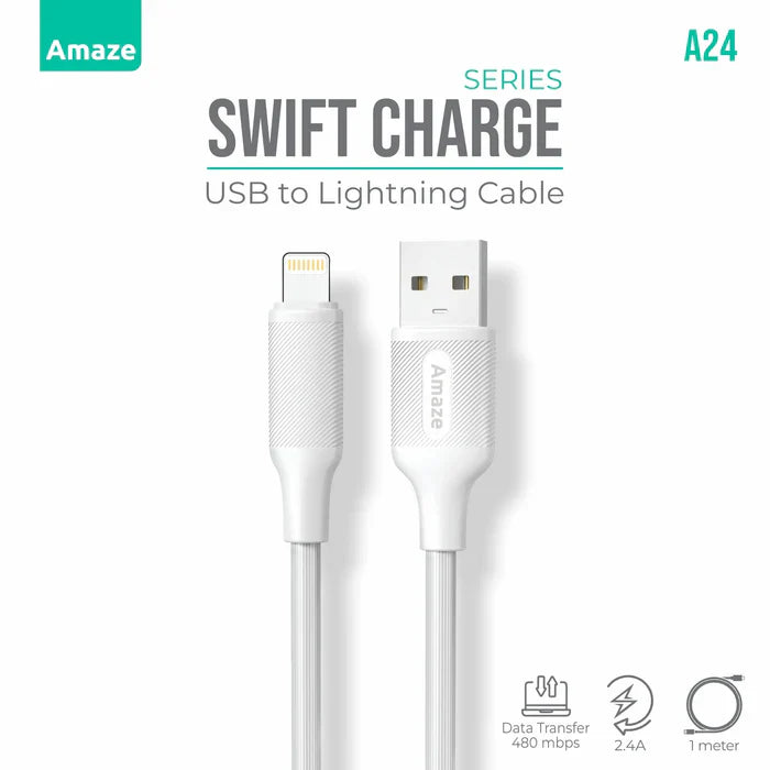 Amaze A24 Swift Series USB to Lightning Cable 2.4A 1m