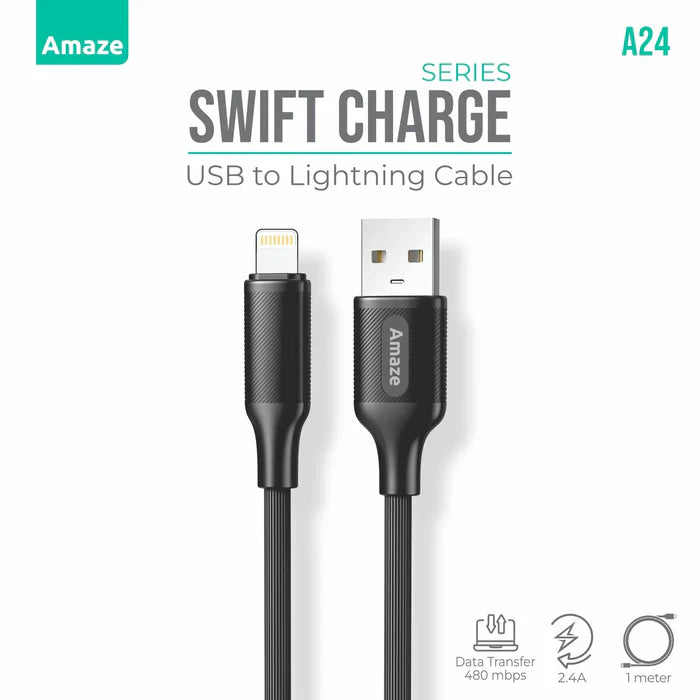 Amaze A24 Swift Series USB to Lightning Cable 2.4A 1m