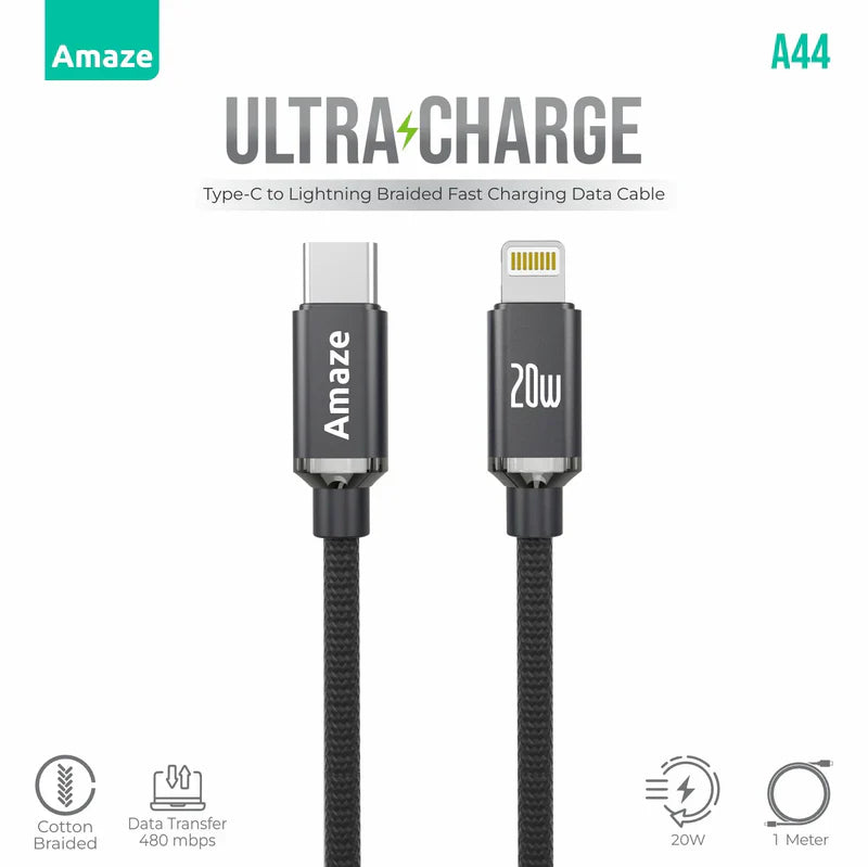 Amaze A44 Ultra Charge Type C to Lightning Cable 20W 1m