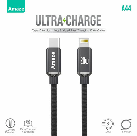 Amaze A44 Ultra Charge Type C to Lightning Cable 20W 1m