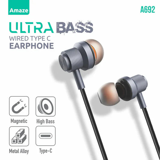 Amaze A692 Ultra Bass with Magnetic Buds Wired type C Handsfree