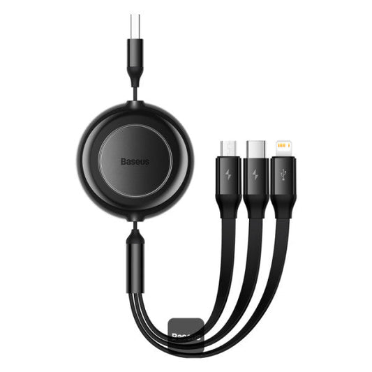 Baseus Bright Mirror 2 Series Retractable Cable 3 in 1 Fast Charging Data Cable Black