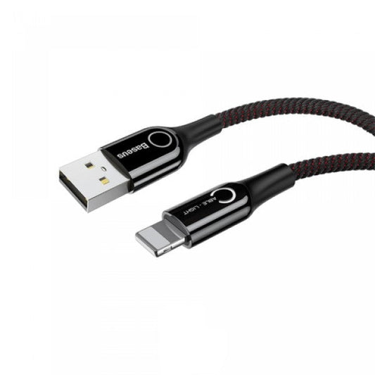 Baseus C-Shaped Light Intelligent Power-Off USB-A to Lightning Cable 2.4A Black 1m