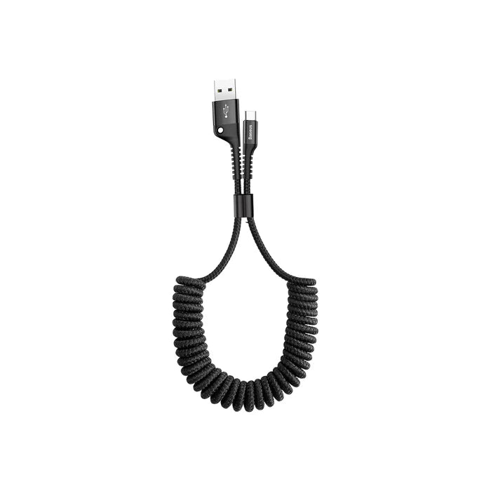 Baseus Fish Eye USB-C Spring Cable 2A Black 1m