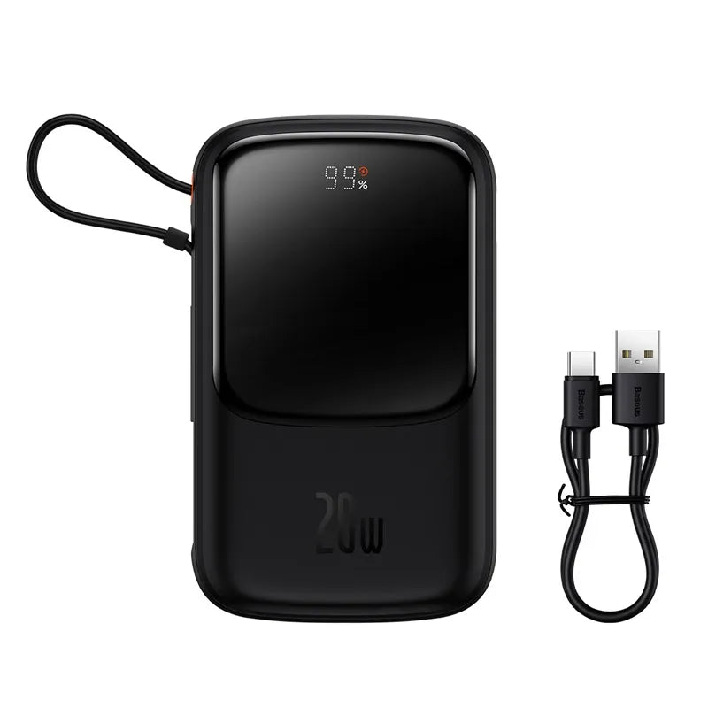 Baseus Qpow Pro 20W Digital Display 20000mAh Power Bank with Lightning Cable Black