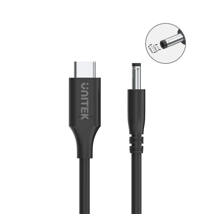 Unitek C14118BK 65W USB C to DC Charging Cable DC Jack 4.0 x 1.7 mm for Lenovo Laptops